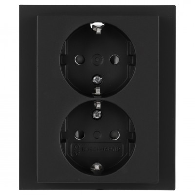 Busch-Jaeger Future Linear contactdoos inbouw - 2-voudig - randaarde - zwart