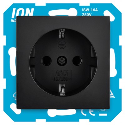 ION Industries V1/J1 contactdoos inbouw - 1-voudig - randaarde - met aanraakbeveiliging - 71 x 71 x 32 mm - mat zwart
