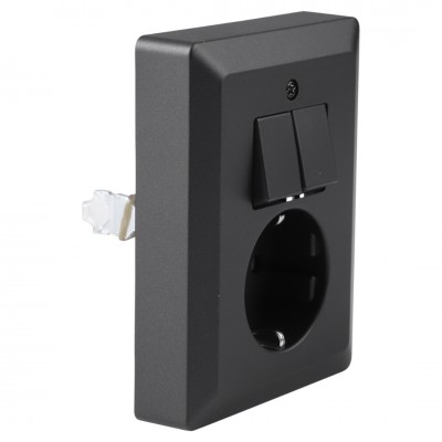 Q-Link combinatie inbouw - serie - met schakelaar - randaarde - zwart