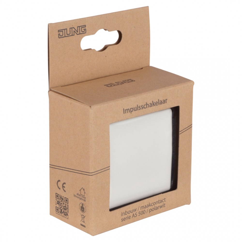 Jung AS500 schakelaar inbouw - impuls - 1-polig - maakcontact - polarwit