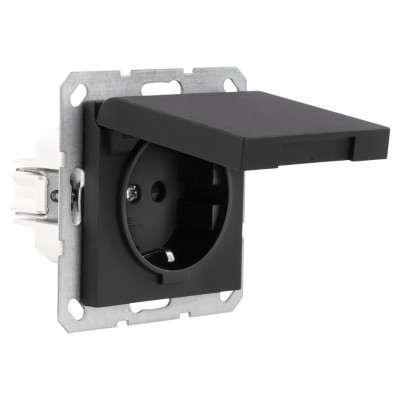 Q-Link S-Line contactdoos 1-voudig - randaarde - met klep - polarwit