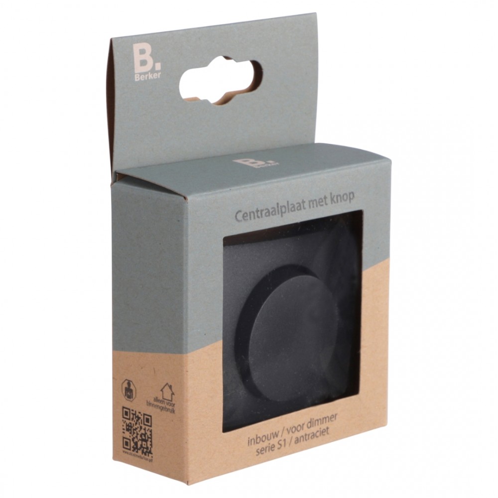 Berker S1 centraalplaat met knop voor dimmer - antraciet