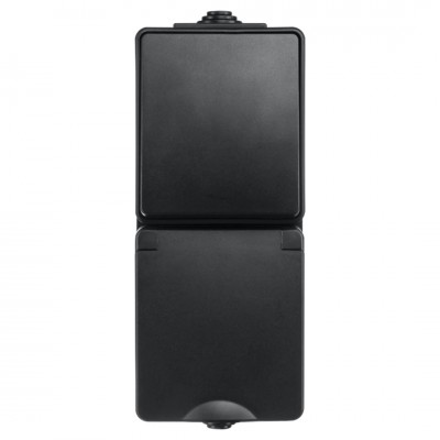 ION industries combinatie spatwaterdicht - opbouw - wissel - randaarde - verticaal - IP55 - zwart