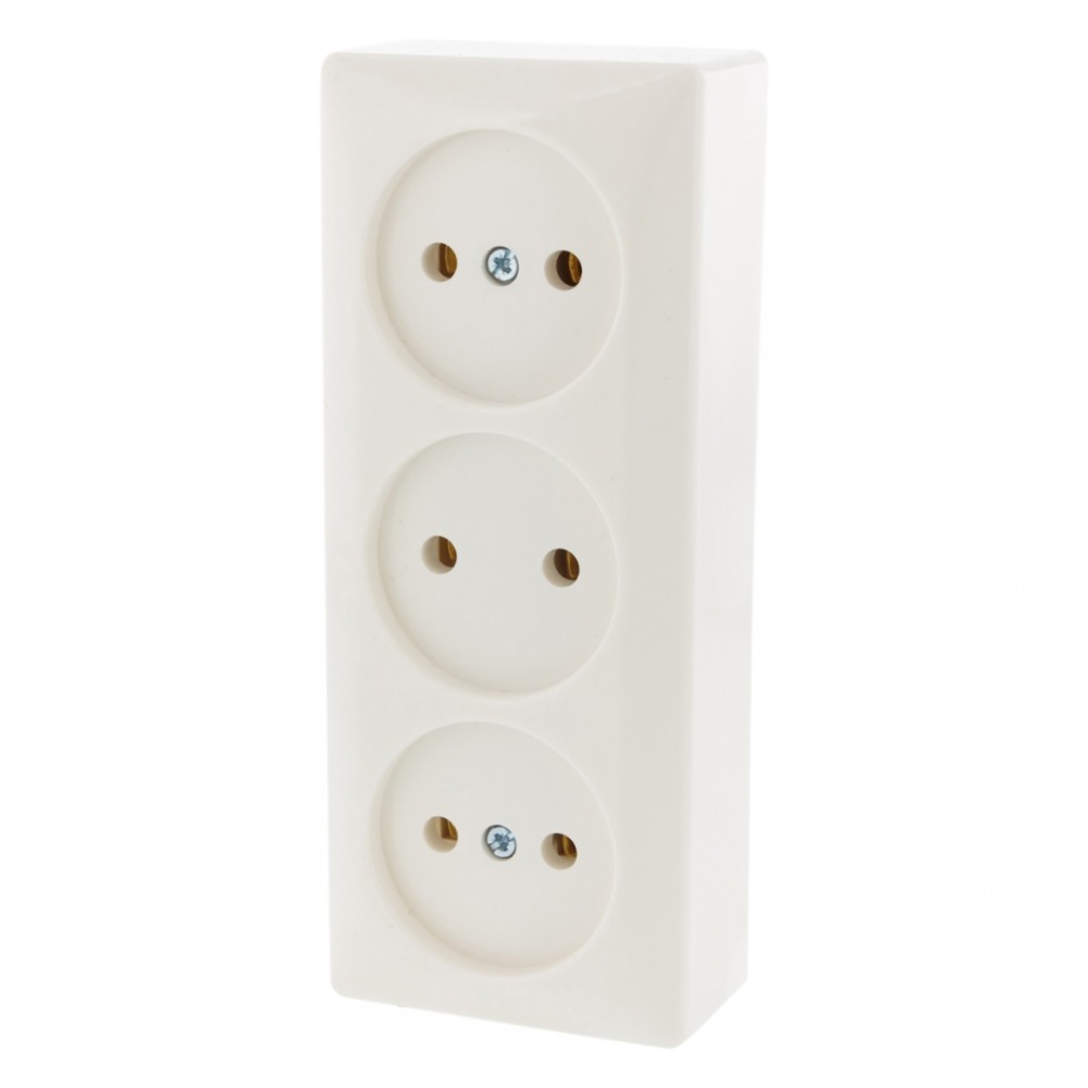 Berker contactdoos opbouw - 3-voudig - polarwit