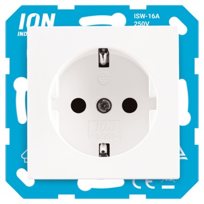 ION Industries V1/J1 contactdoos inbouw - 1-voudig - randaarde - met aanraakbeveiliging - 71 x 71 x 32 mm - actief wit