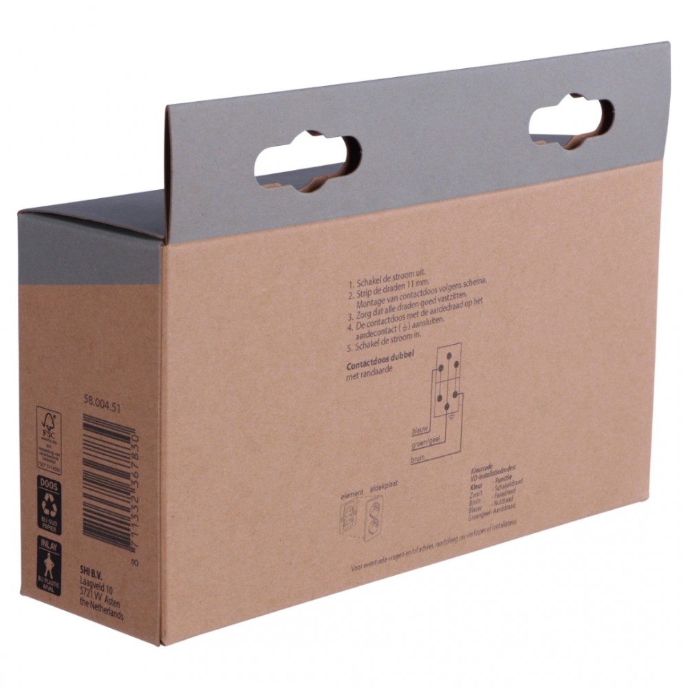 Berker S1 contactdoos inbouw - 2-voudig - randaarde - antraciet