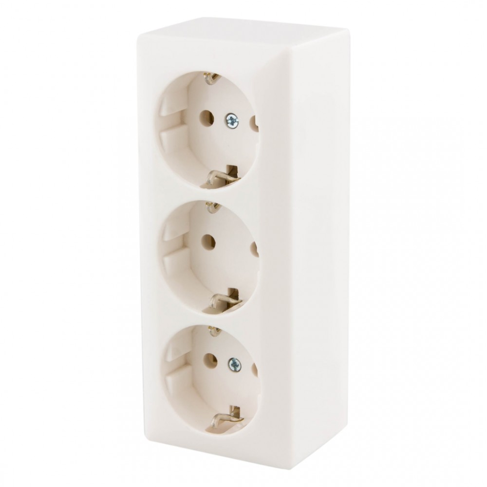 Berker contactdoos opbouw - 3-voudig - randaarde - polarwit