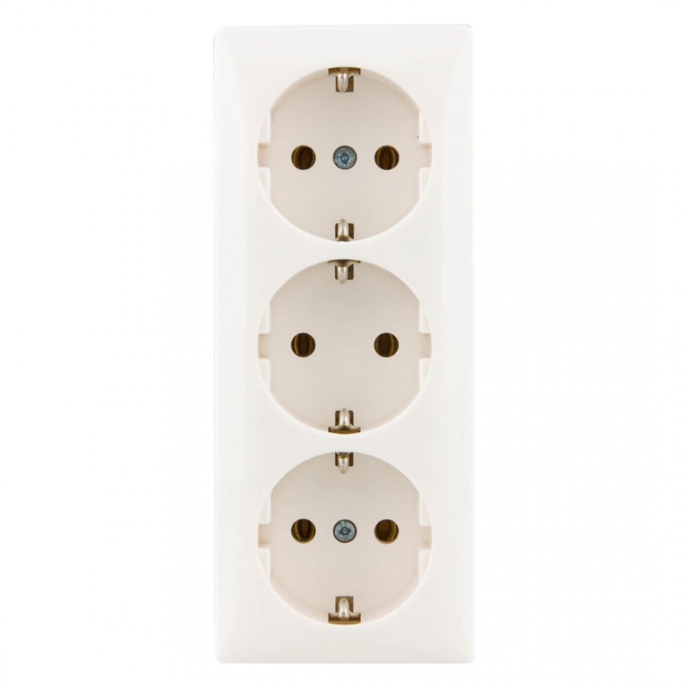 Berker contactdoos opbouw - 3-voudig - randaarde - polarwit