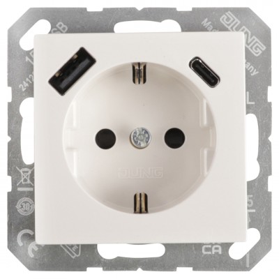 Jung AS500 contactdoos inbouw - 1-voudig - randaarde - polarwit