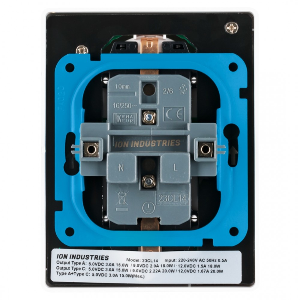 ION Industries E1 contactdoos inbouw - 2-voudig - randaarde - USB A/C - alpin wit