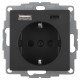 Gira E2 contactdoos inbouw - 1-voudig - USB A/C - zwart