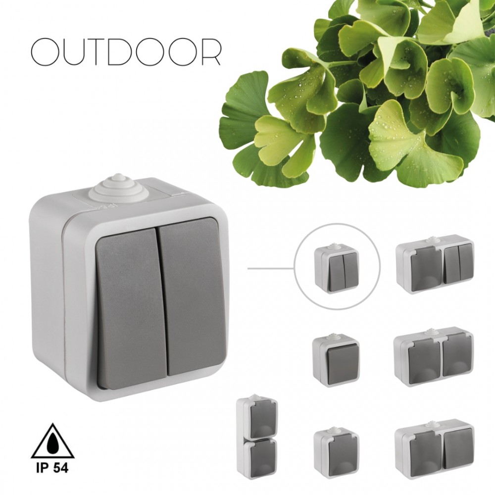 Q-Link schakelaar opbouw - serie - spatwaterdicht IP54 - grijs