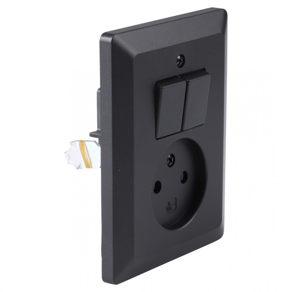 Q-Link combinatie inbouw - serie - met schakelaar - zwart