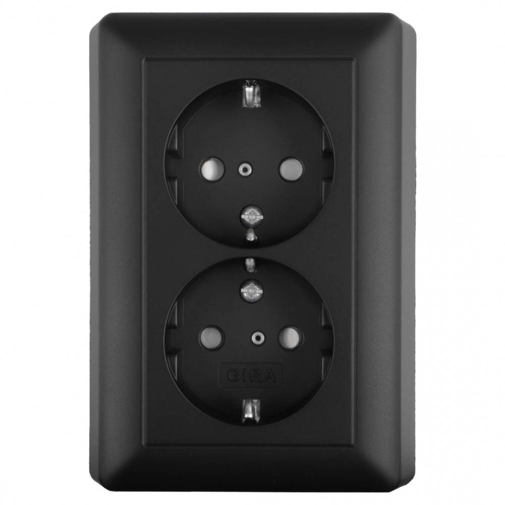 Gira E2 contactdoos inbouw - 2-voudig - randaarde - zwart