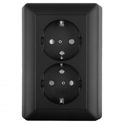 Gira E2 contactdoos inbouw - 2-voudig - randaarde - zwart