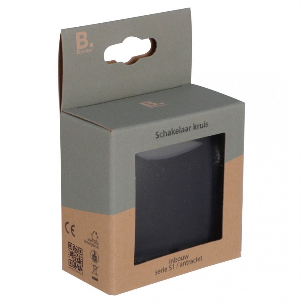 Berker S1 schakelaar inbouw - kruis - antraciet