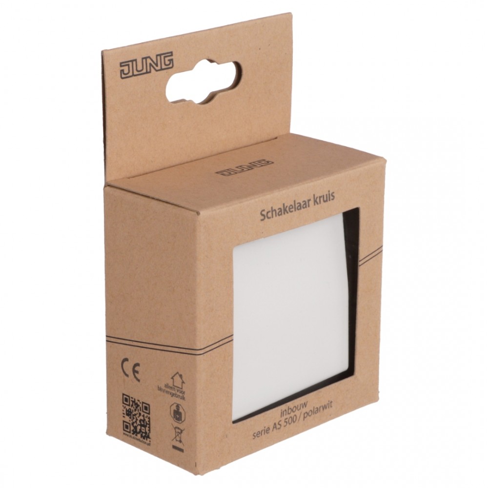 Jung AS500 schakelaar inbouw - kruis - polarwit