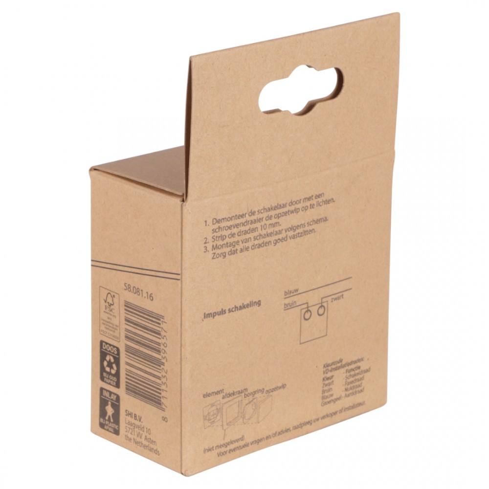 Jung AS500 schakelaar inbouw - impuls - 1-polig - maakcontact - polarwit