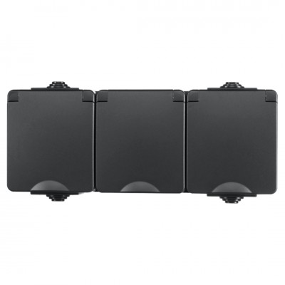 ION industries contactdoos spatwaterdicht - opbouw - 3-voudig - randaarde - IP55 - zwart