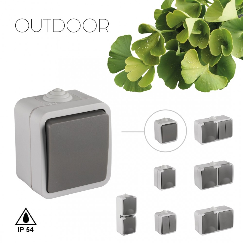 Q-Link schakelaar opbouw - wissel - spatwaterdicht IP54 - grijs