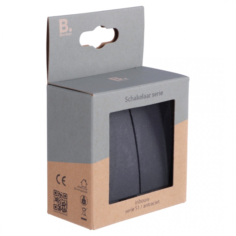 Berker S1 schakelaar inbouw - serie - antraciet